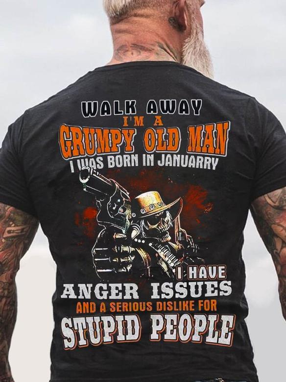 Walk Away I'm A Grumpy Old Man Crew Neck Casual T-shirt