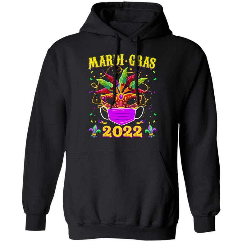 Mardi Gras 2022 Purple Mask Funny Holiday Graphic Design Printed Casual Daily Basic Hoodie