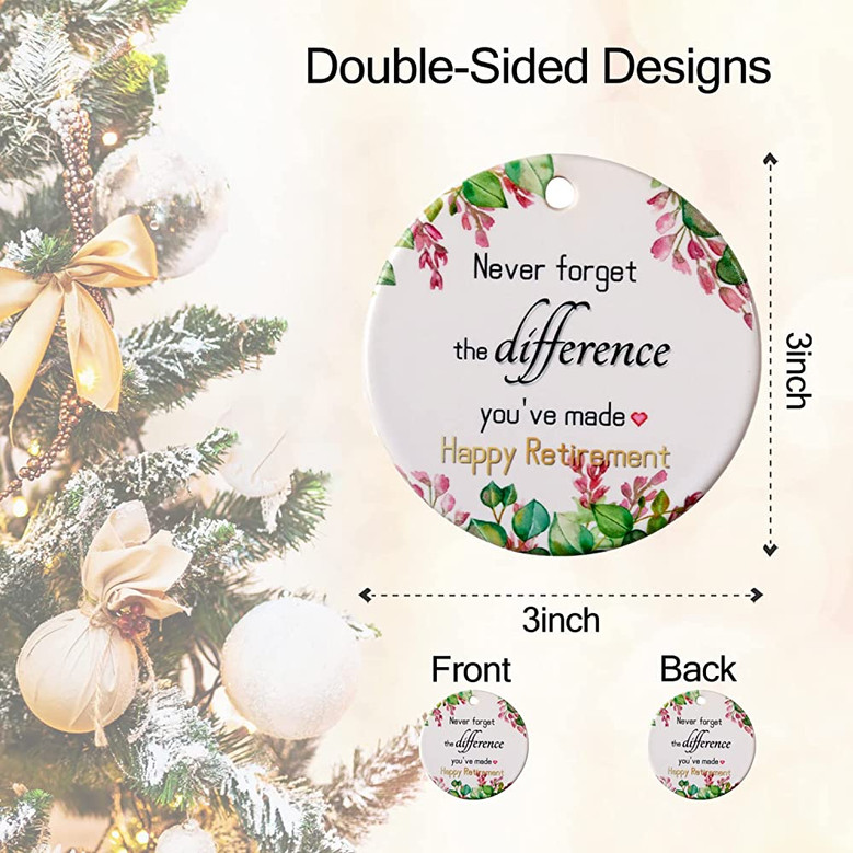 Retirement Party Ornaments 2022, Happy Retirement Gifts For Women, Men, Coworker, Boss, Nurse, Retiring Friends, Teacher, Mother, Father, 3" Ceramic