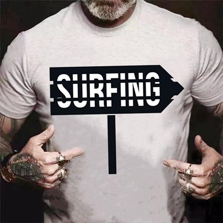 Men's T Shirt Tee Graphic Solid Color Letter Crew Neck Casual Daily Short Sleeve Tops Casual White