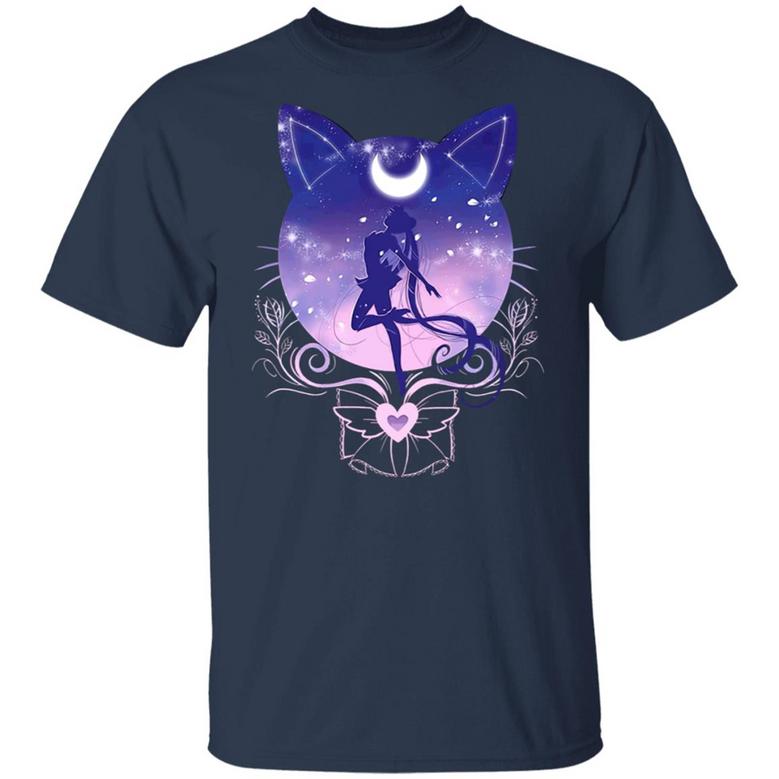 Cute Moon, Cat And Sailor Anime Graphic Design Printed Casual Daily Basic Unisex T-Shirt