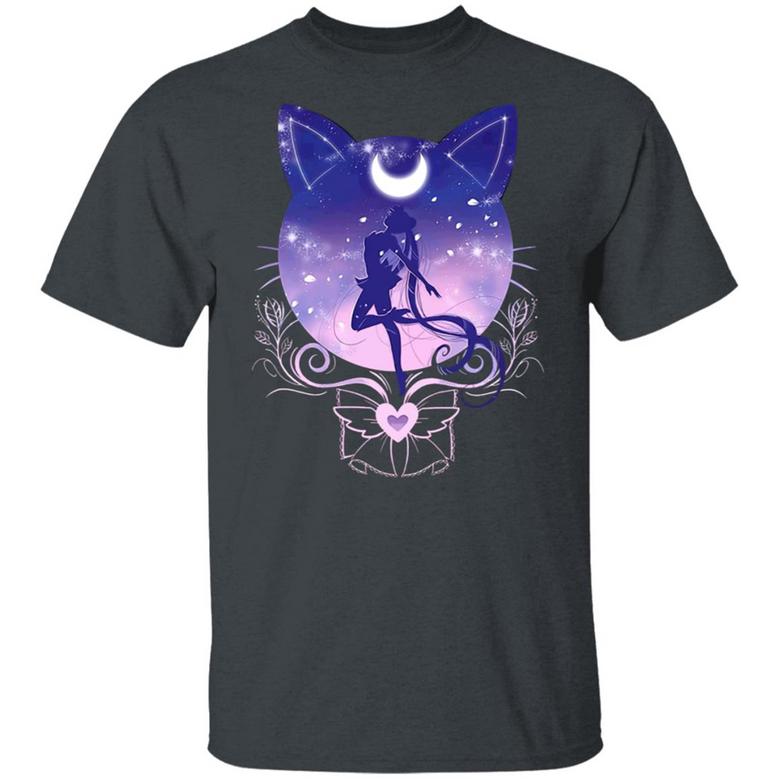 Cute Moon, Cat And Sailor Anime Graphic Design Printed Casual Daily Basic Unisex T-Shirt