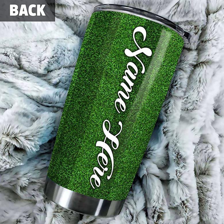 Personalized Dad Skinny Tumbler My Favorite Soccer Player Calls Me Dad, Custom Name Cup For Grandfather Father On Sport Season Birthday Christmas Thanksgiving Stainless Steel Tumblers 20oz