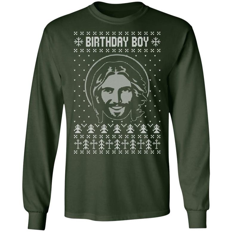 Birthday Boy Jesus Funny Ugly Christmas Sweater Design Christian Xmas Sweat Graphic Design Printed Casual Daily Basic Unisex Long Sleeve