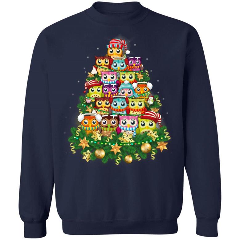 Cute Owl Christmas Tree Hoodie Graphic Design Printed Casual Daily Basic Sweatshirt
