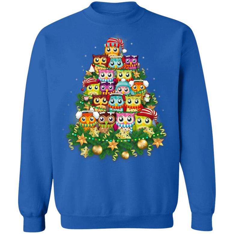 Cute Owl Christmas Tree Hoodie Graphic Design Printed Casual Daily Basic Sweatshirt