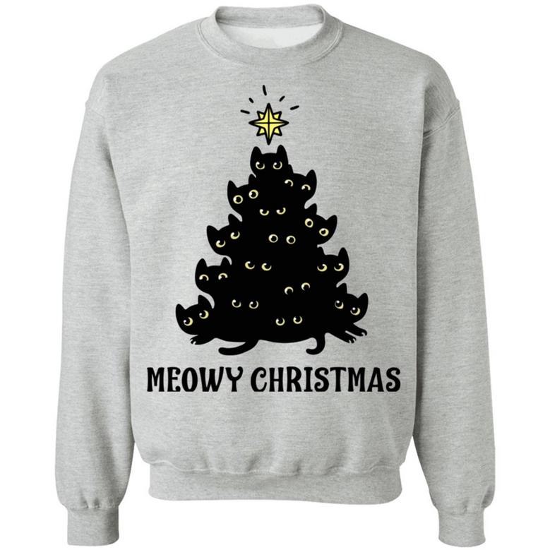 Meowy Christmas Funny Cat Lover Christmas Gift Hoodie Graphic Design Printed Casual Daily Basic Sweatshirt