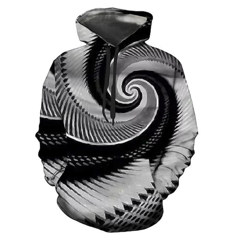 Men's Unisex Pullover Hoodie Sweatshirt Hooded Optical Illusion