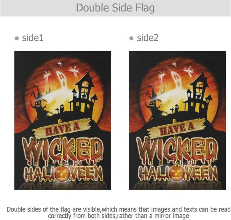 Double Sided Halloween Horror Night Castle And Cat House Garden Flag Banner For Anniversary Family Garden Decor Halloween Gift Idea