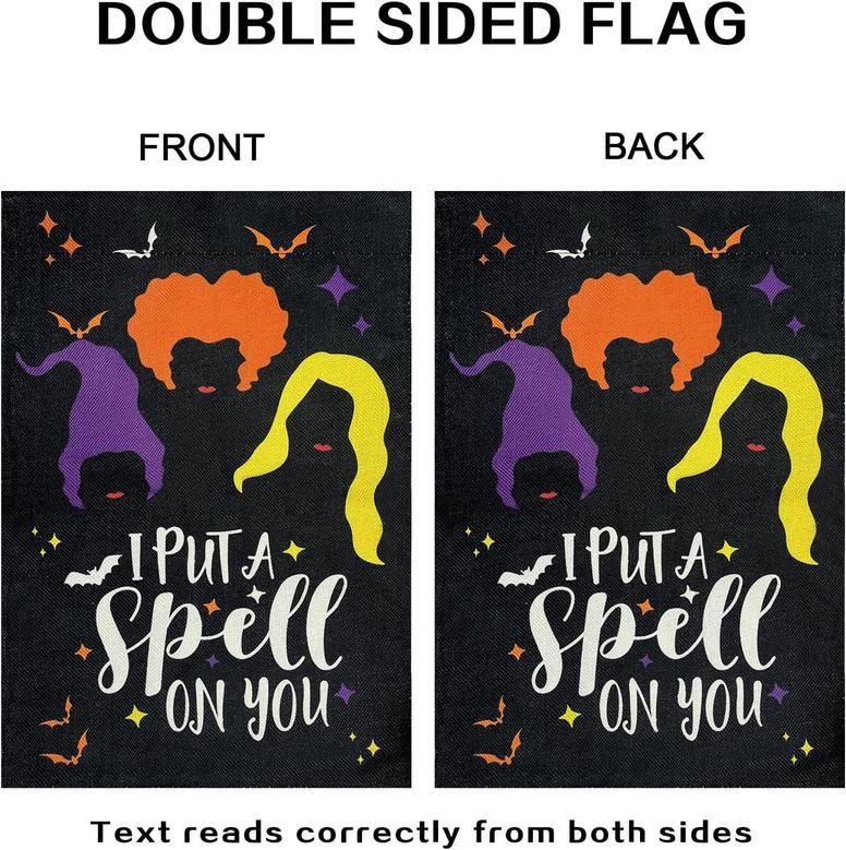 Halloween Garden Flag I Put A Spell On You Double Sided Vertical 12 X 18 Inch Spooky Rustic Farmhouse Decor For Outdoor Holiday Yard Flags Decorations