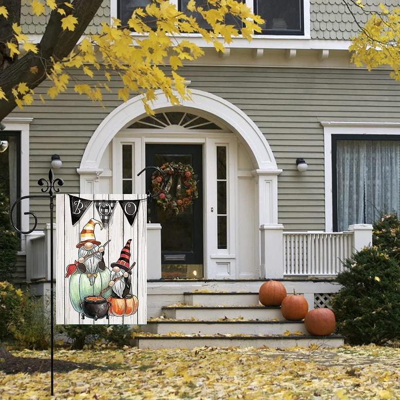 Halloween Garden Flag Double Sided Vertical Yard Welcome Decoration Outdoor Gnomes Boo Pumkin