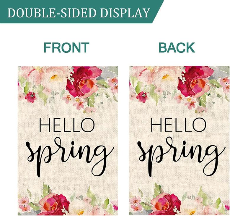 Hello Spring Flower Garden Flag Spring Summer Vertical Double Sided Floral Decor Yard Flag For Seasonal Holiday Outdoor Farmhouse Decorations