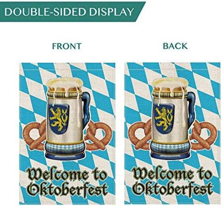 Welcome To Oktoberfest Bavaria Beer Mug Pretzel Garden Flag Vertical Double Sided, Celebration Yard Outdoor Decoration