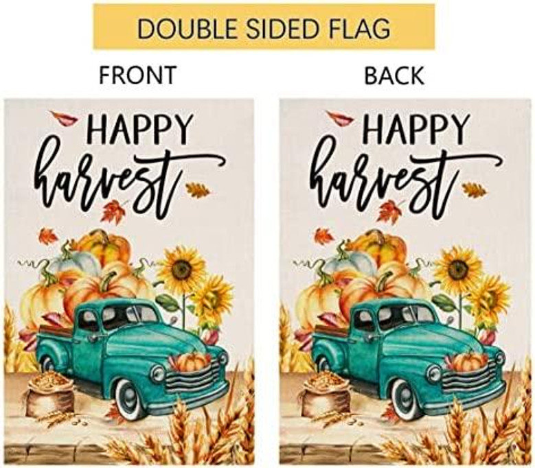 Fall Harvest Garden Flag 12x18 Vertical Double Sided Farm Pumpkin Sunflower Truck Autumn Thanksgiving Outside Decorations