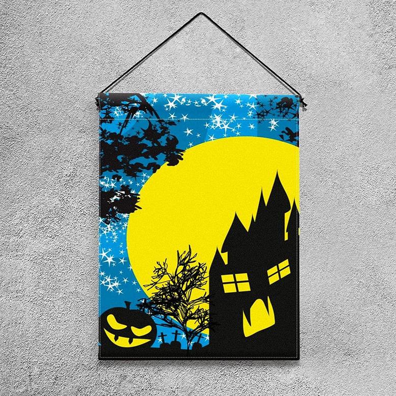 Garden Flags Halloween Background Moon Castle Double Sided Flags Decoration For House Outdoor ,12x18 Inch