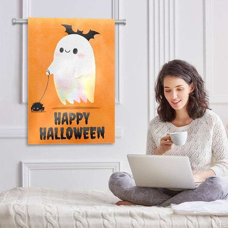 Garden Flags Halloween Holiday Ghosts Double Sided Flags Decoration For House Outdoor ,12x18 Inch Happy Halloween Home Garden Decoration