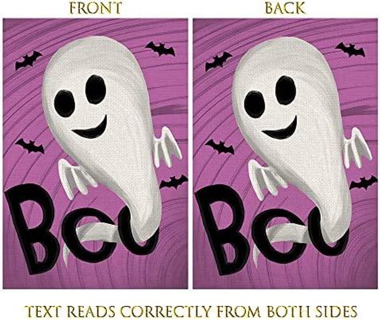 Halloween Boo Garden Flag Ertical Double Sided Ghost Spooky Holiday Yard Outdoor Decoration