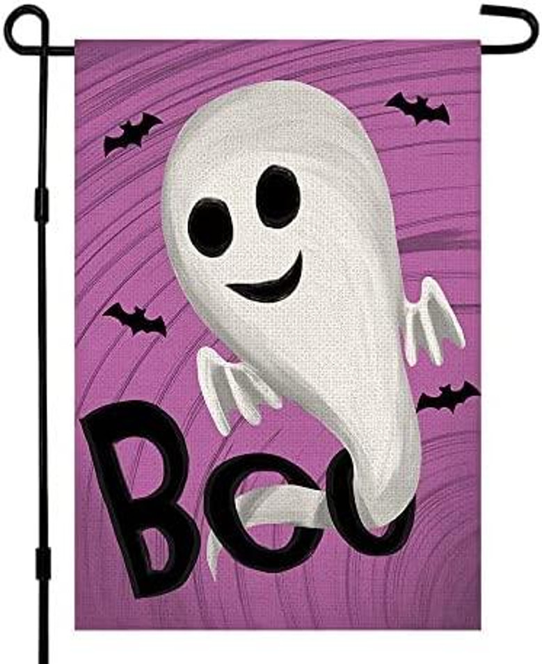 Halloween Boo Garden Flag Ertical Double Sided Ghost Spooky Holiday Yard Outdoor Decoration
