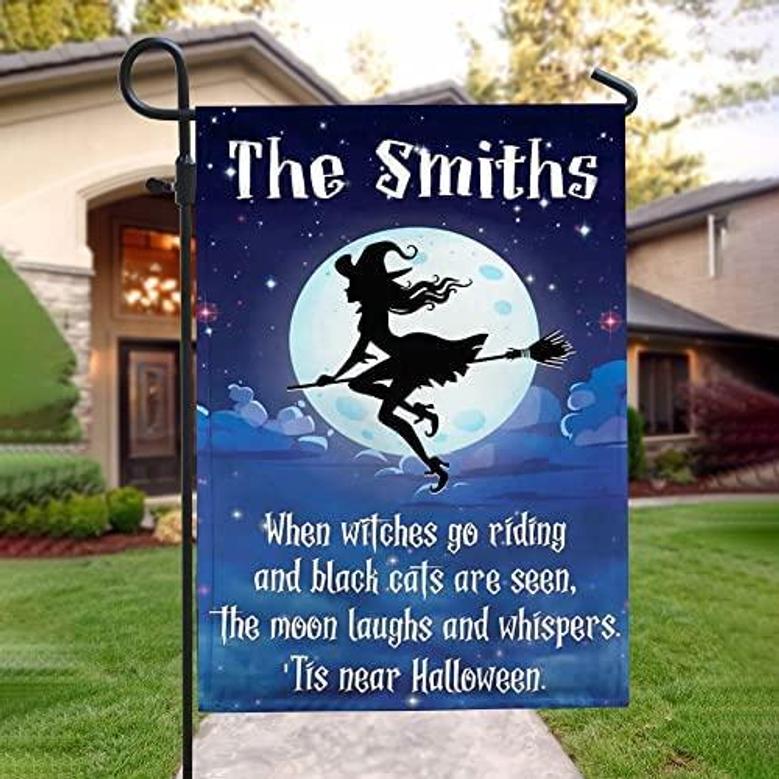 Halloween Witches Go Riding Flag Halloween House Garden Flag Halloween Flag Home Decoration Gift For Family Friend Halloween House Banner