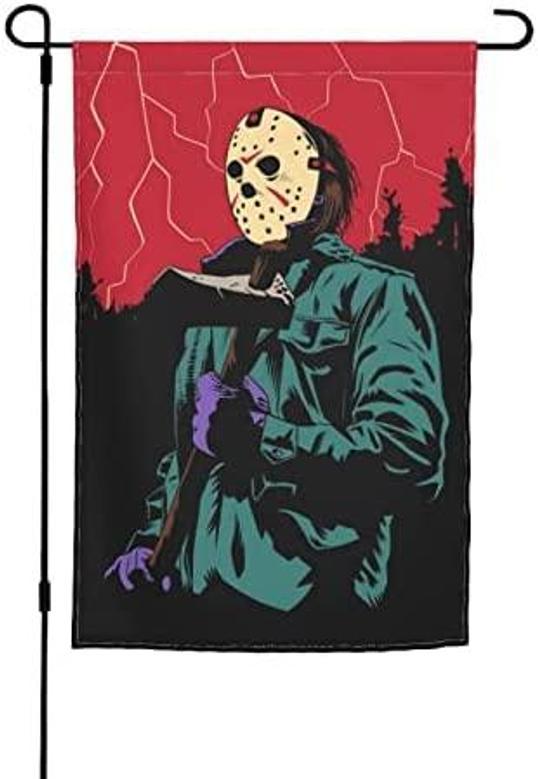 Horror Movie Flag Halloween Scary Garden Decor Flags Witch Banner House Flags Farmhouse Outdoor Indoor Yard Patio Sign Home Wall Dorm Party Decor 12" X 18"