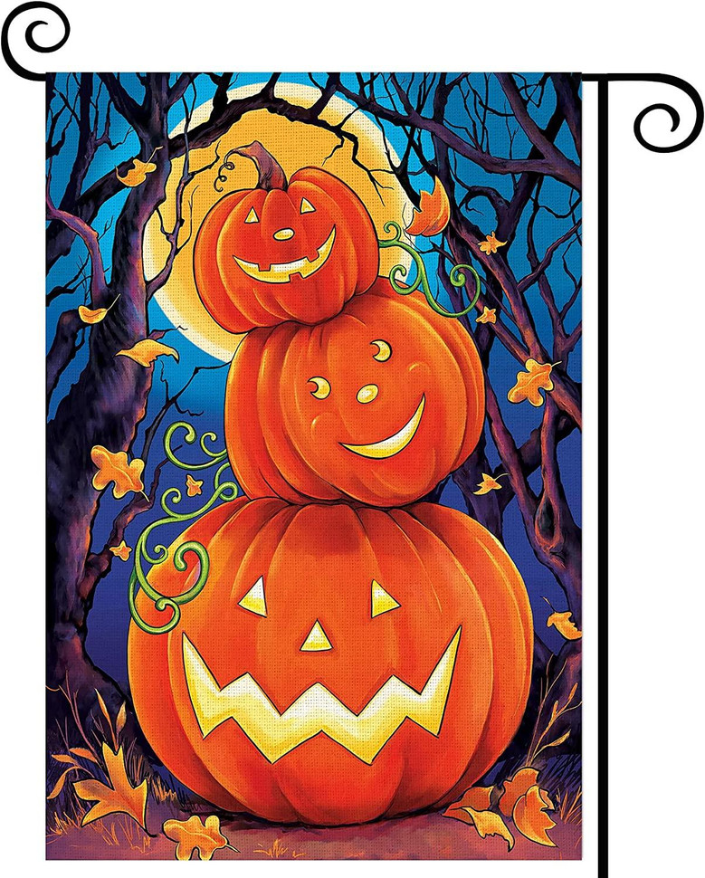 Smile Pumpkin Gnomes Halloween Garden Flag Vertical Double Sided Autumn Burlap Yard Outdoor Decor