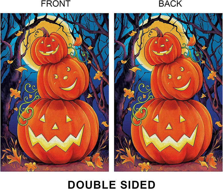 Smile Pumpkin Gnomes Halloween Garden Flag Vertical Double Sided Autumn Burlap Yard Outdoor Decor