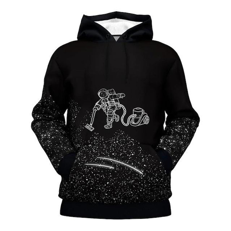 Men s Unisex Pullover Hoodie Sweatshirt Astronaut Graphic Prints Print Daily Sports 3d Print Streetwear Designer Hoodies Sweatshirts Black Seseable UK