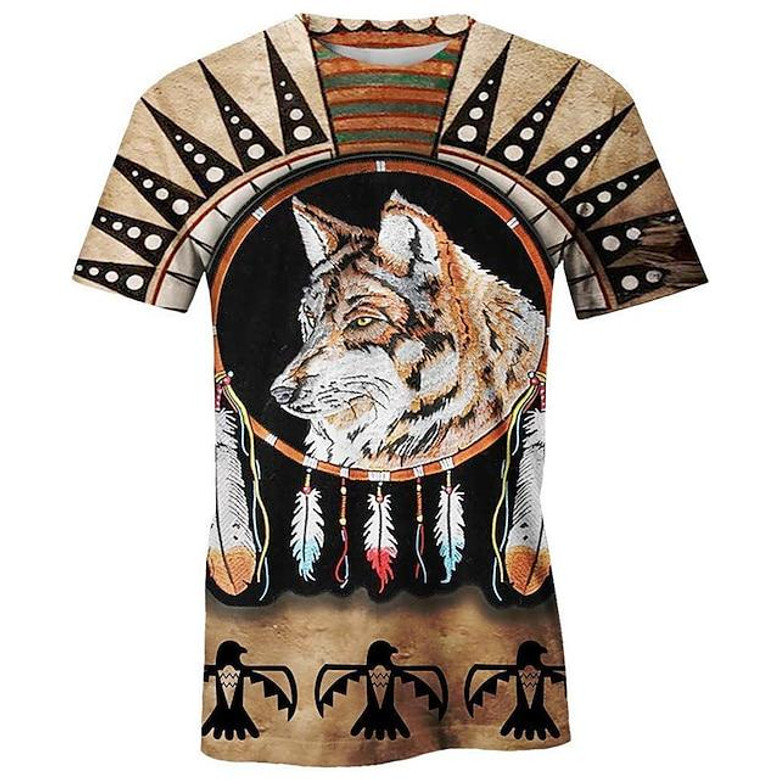 Men's Unisex T Shirt Tee Animal Graphic Prints Crew Neck Brown Short Sleeve 3d Print Outdoor Street Print Tops Sports Casual Classic Comfortable / Summer