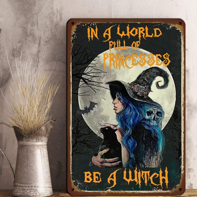 Vintage Wall Poster Metal Plaque Black Hat Society Witch Vintage Metal Sign Garden Decor Plaque Farmhouse Country Home Decor Vintage Metal Tin Sign Home Coffee Witch Room Wall Decor