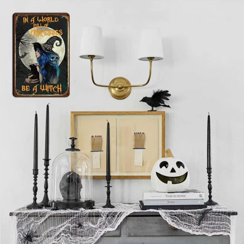 Vintage Wall Poster Metal Plaque Black Hat Society Witch Vintage Metal Sign Garden Decor Plaque Farmhouse Country Home Decor Vintage Metal Tin Sign Home Coffee Witch Room Wall Decor