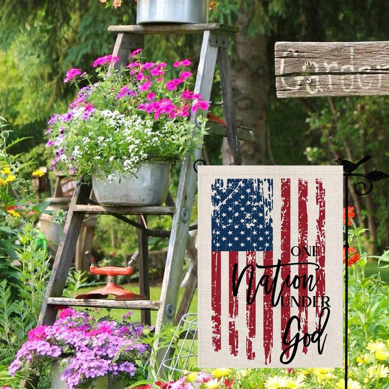 4th Of July Garden Flag Patriotic Peace Usa America Flag Burlap Vertical Double Sided Yard Decor