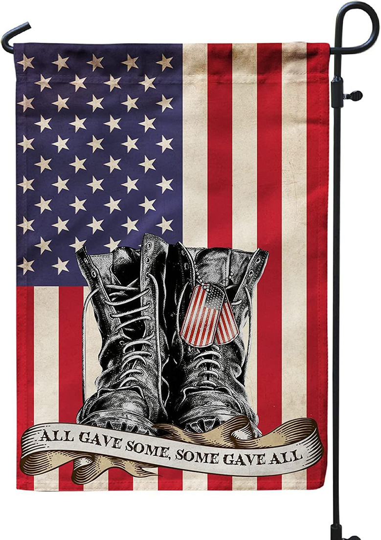 4th Of July Independence Day Decorations God Bless America Us Veteran American Soldier Fallen Hero Patriotic Military Burlap Garden Flag