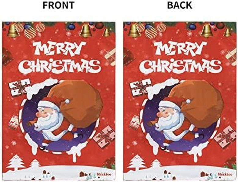 Christmas Garden Flag, 12 X 18 Inches Santa Christmas Garden Flag, Vertical Double Sided Small Christmas Holiday Garden Yard Flags