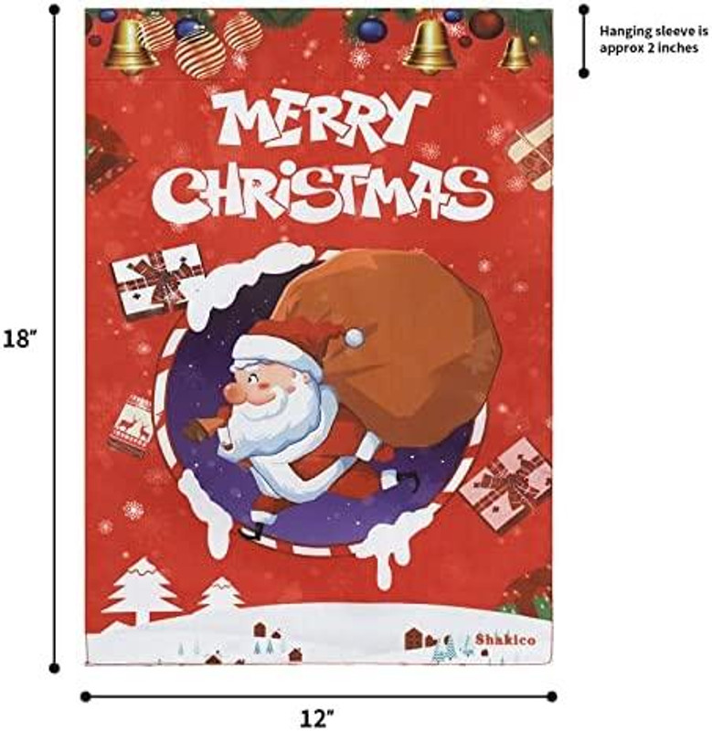 Christmas Garden Flag, 12 X 18 Inches Santa Christmas Garden Flag, Vertical Double Sided Small Christmas Holiday Garden Yard Flags