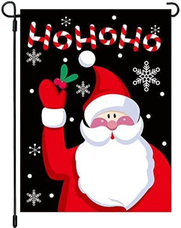 Christmas Welcome Garden House Flags With Ho Ho Ho Santa For Merry Christmas Holiday Decorations, Indoor/outdoor Yard Flags, Double-sided, Gift For Kids Children Garden Size 12 X 18