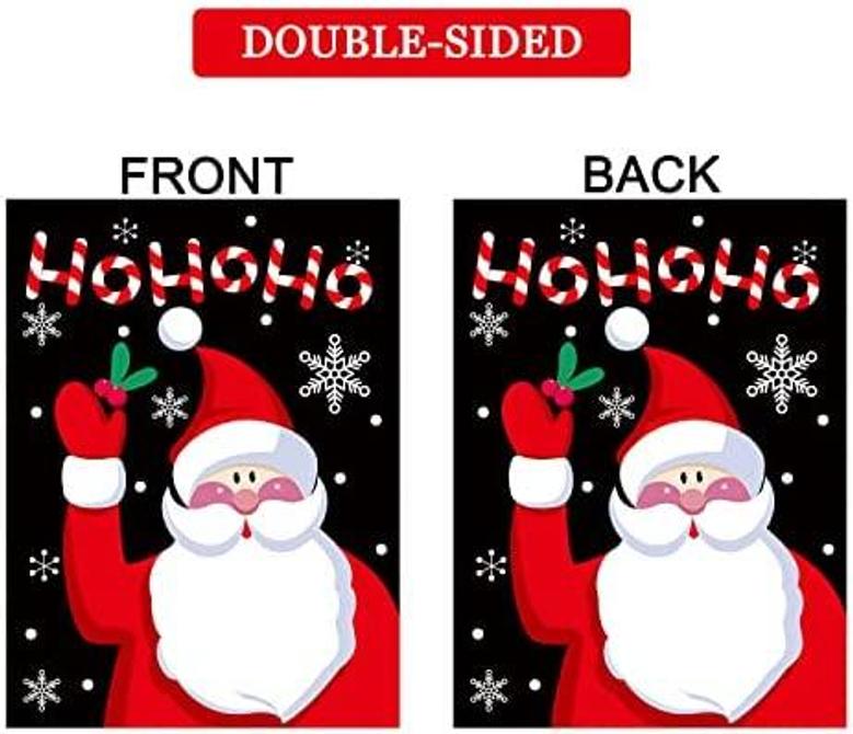 Christmas Welcome Garden House Flags With Ho Ho Ho Santa For Merry Christmas Holiday Decorations, Indoor/outdoor Yard Flags, Double-sided, Gift For Kids Children Garden Size 12 X 18