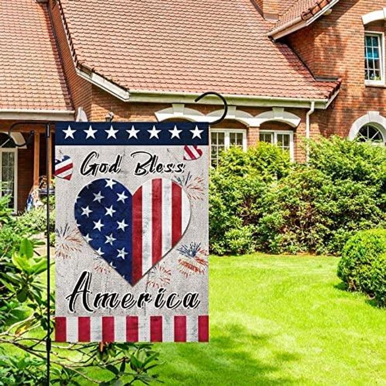 God Bless America Garden Flag Veterans Day Patriotic Garden Flags Independence Day Banner For Yard Outdoor Home Decoration