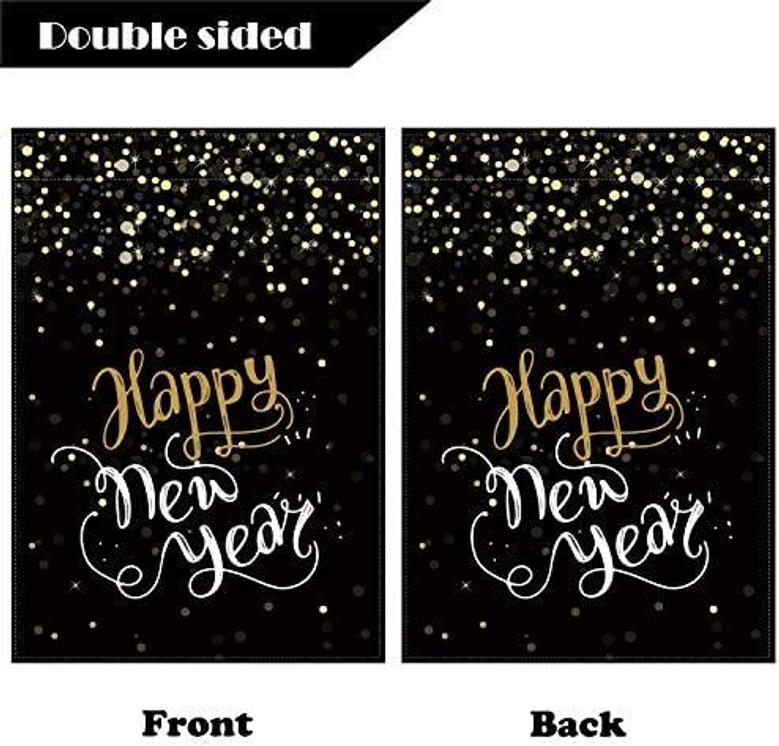 Happy New Year Decorations Garden Flags Double Sided Burlap Flag Winter Holiday Party Yard Outdoor Decoration