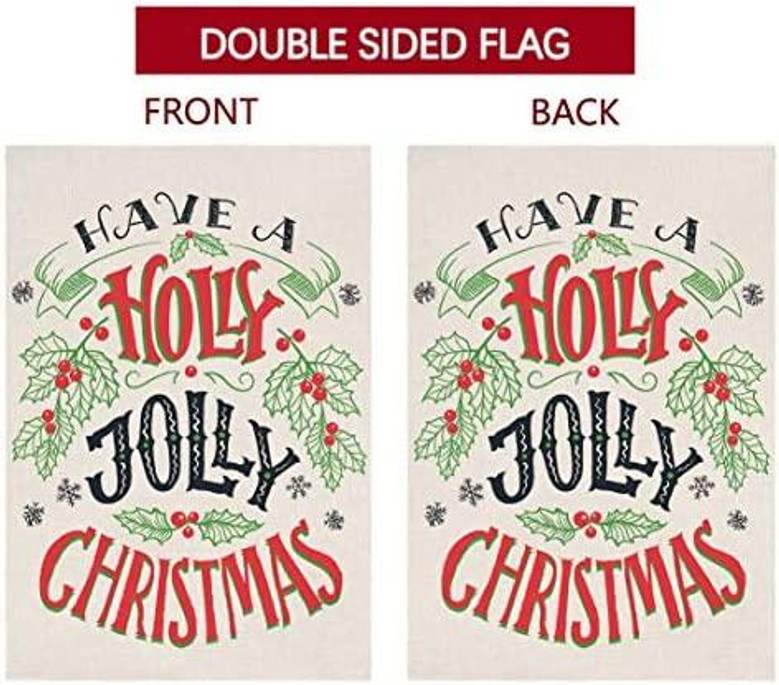 Holly Jolly Christmas Garden Flag 12x18 Vertical Double Sided Winter Holiday Yard Decorations