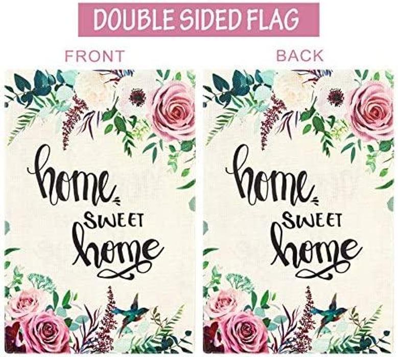 Home Sweet Home Garden Flag 12x18 Double Sided, Spring Garden Flag Vertical Burlap, Colorful Rose Flower Garden Flag For Home Yard House Outdoor Decorations Decor