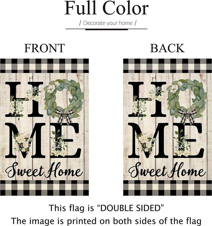 Home Sweet Home Summer Sunflowers Sunshine Small Garden Flag Burlap Vertical Double Sided Spring Farmhouse Rustic Buffalo Check Plaid Summer Bee Home Decor For Yard Lawn Patio Outdoor