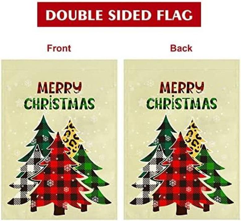Merry Christmas Garden Flag Christmas Tree Buffalo Check Plaid Vertical Double Sided Yard Flag Holiday Winter Outdoor Decoration