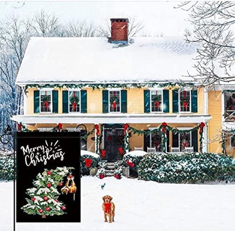 Merry Christmas Garden Flag Tree Cat Balls Winter Vertical Double Sided Outdoor Decorations Holiday Yard Decor Merry Christmas Garden Flag Tree Cat Balls Winter Vertical Double Sided Outdoor Decorations Holiday Yard Decor