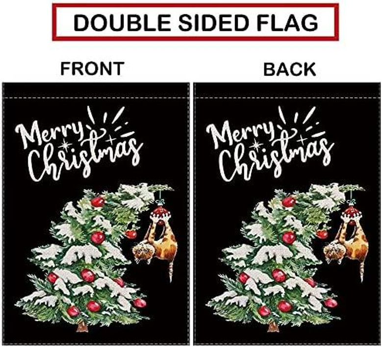Merry Christmas Garden Flag Tree Cat Balls Winter Vertical Double Sided Outdoor Decorations Holiday Yard Decor Merry Christmas Garden Flag Tree Cat Balls Winter Vertical Double Sided Outdoor Decorations Holiday Yard Decor