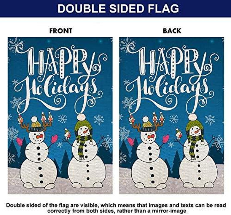 Merry Christmas Winter Welcome Double Sided Burlap Garden Flag, Seasonal Happy Holiday Outdoor Smile Cute Snowmen Decorative Flags For Home House Yard Lawn Patio Porch