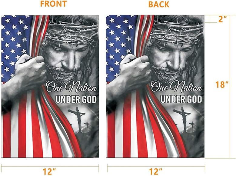 One Nation Under God Garden Flag - Christian - Jesus - Usa Double Side Garden Flags House Yard Decor 12x18in