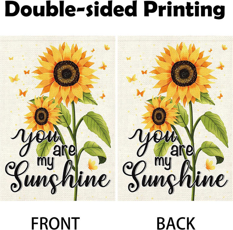 Spring Summer Sunflower Garden Flag Vertical Double Sided You Are My Sunshine Floral Butterfly Burlap Outdoor Decoration For Yard Home 12 X 18 Inch