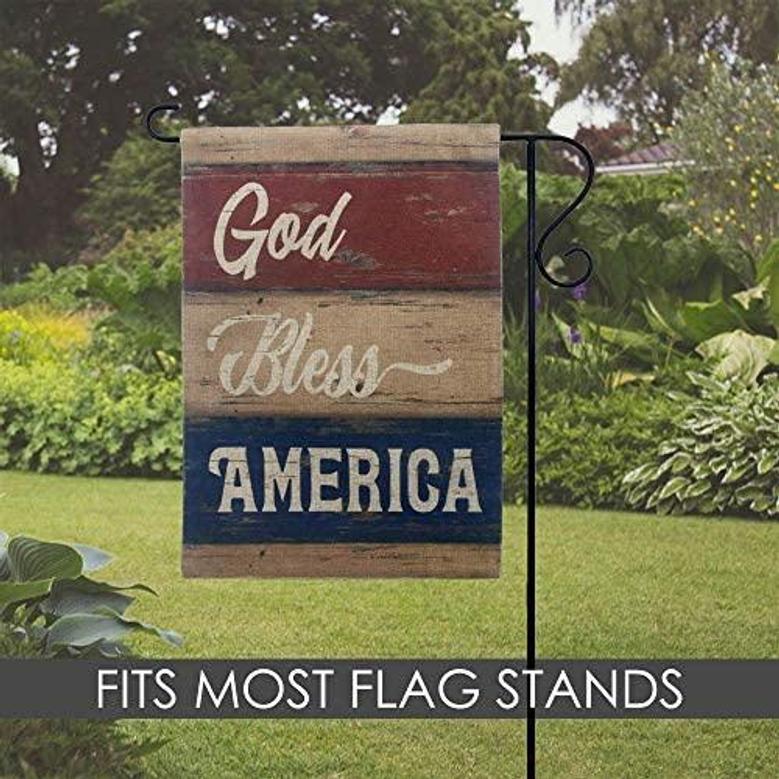 Vintage God Bless America Patriotic Burlap Garden Flag Double Sided 12 X 18 Inch 4th Of July Holiday Small Flag For Yard Decor Outdoor Home Decoration