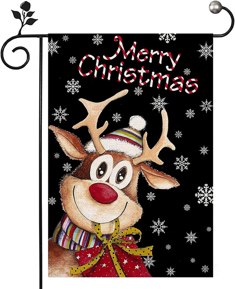 Welcome Christmas Garden Flag 12 X 18 Inch Double Sided Burlap White Snowman Buffalo Plaid Christmas Decoration For Home Yard Decor