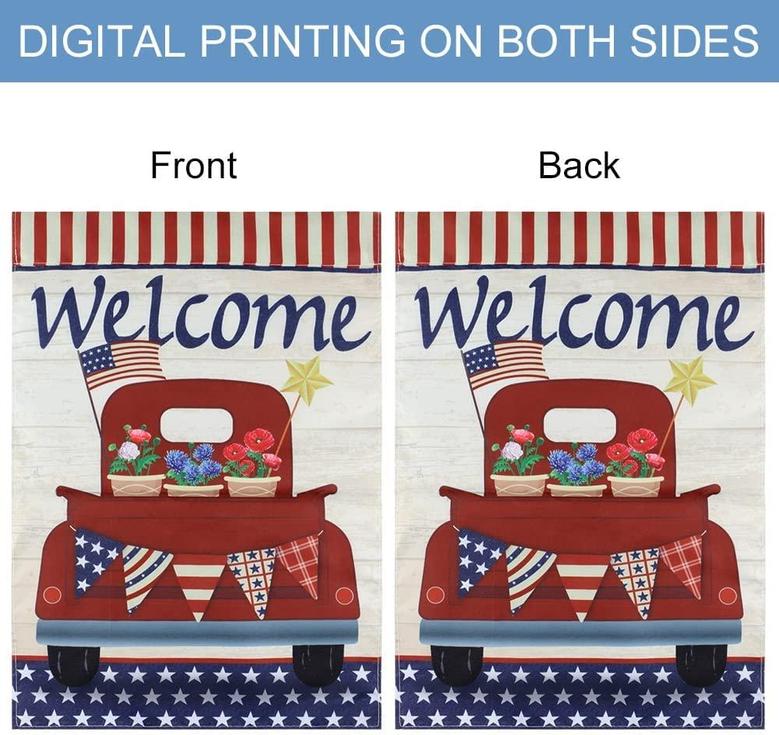 Welcome Garden Flags For Outside 12×18 Inch,4th Of July Patriotic Garden Flag Spring Garden Flag, Yard Flag Double Sided